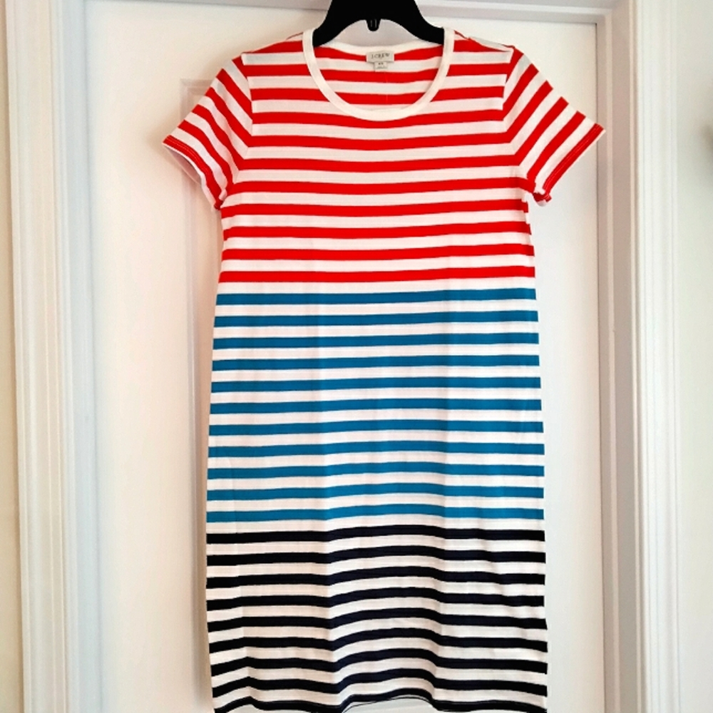 NWT Sz XS JCrew Factory Stripes SS T-Shirt Dress